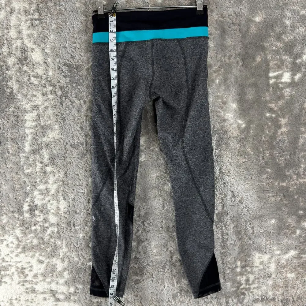 Lululemon Size 4 Athleisure Casual Leggings Heather Gray‎ Pull On Stretch Zipper